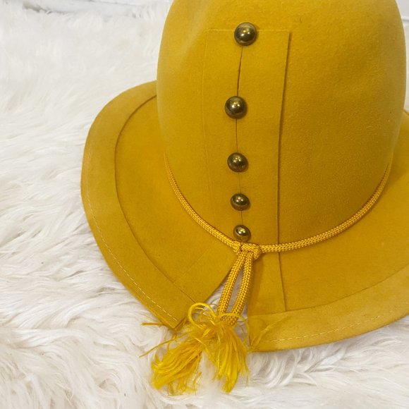 Vintage Mr. John Classic 100% Mustard Wool Mouchoir Melange Felt Cloche Hat - Picture 3 of 8